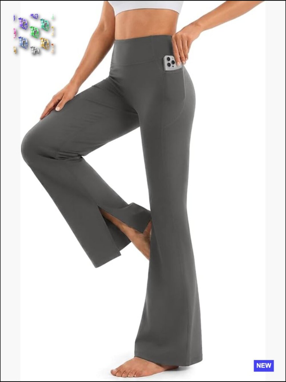 Split Hem Flare Leggings with Pockets High Waist Bootcut Yoga Pants